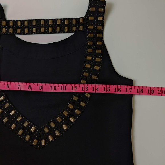 Forever 21 studded black chiffon dress sleeveless and flare prom cocktail dress - Picture 13 of 15